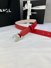 DOUBLE C BELT 30MM IN RED CALFSKIN METAL BUCKLE