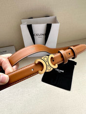 CELINE 25S BELT TRIOMPHE TAURILLON 25MM IN CARAMEL CALFSKIN 557498