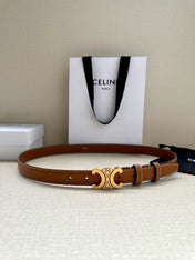 CELINE 25S BELT TRIOMPHE TAURILLON 25MM IN CARAMEL CALFSKIN 557498