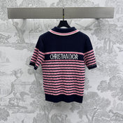 Dior 25 Polo T-Shirt Night Blue mix Pink Linen 232265