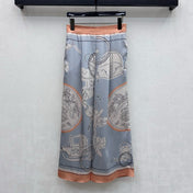 HERMES 26S CROPPED WIDE LEG SILK PANTS 584