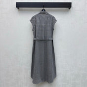 CELINE 26S GINGHAM BELTED MIDI DRESS 358