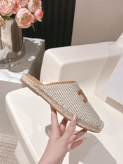 CELINE 25S LES ESPADRILLES MULE IN LIGHT GRAY CANVAS