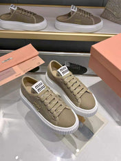 MIUMIU 26S SNEAKER 45MM IN OLIVE GREEN MESH FABRIC