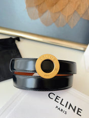 CELINE 26S BELT 25 MM IN BLACK AND BROWN CALFSKIN 636394