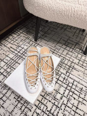 CHLOÉ 26S LACE-UP HEELS 60 MM IN WHITE CALFSKIN