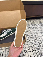 PRADA 26S LACE UP SNEAKERS IN DARK TEAL CANVAS
