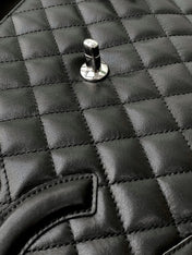 CHANEL CAMBON LARGE FLAP 25S 33 CM IN BLACK CALFSKIN WITH LOGO