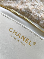 CHANEL 25S BOW BAG 38 IN CREAM WHITE TWEED WITH GOLD HARDWARE