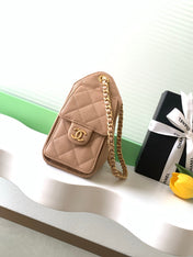 CHANEL 25S HOBO BAG 22 IN BEIGE BROWN CAVIAR LEATHER WITH GOLD HARDWARE
