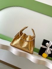 CHANEL 25S HOBO BAG 30 IN METALLIC GOLD CAVIAR LEATHER