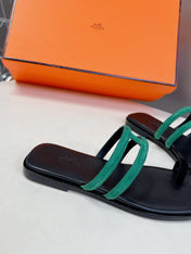 Georgia Sandals Teal Suede Black Calfskin