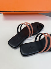 Georgia Sandals Peach Suede Black Calfskin