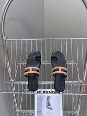 Georgia Sandals Peach Suede Black Calfskin