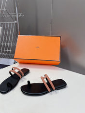 Georgia Sandals Peach Suede Black Calfskin