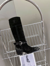 CELINE 25S BULKY LACED UP BOOTS 45MM IN BLACK SUEDE