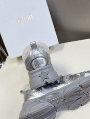 DIOR CHRONO SNEAKER 25S IN SILVER LAMBSKIN AND MESH FABRIC