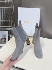 ICON HEELED ANKLE BOOT COOL GRAY SUEDE 8 CM