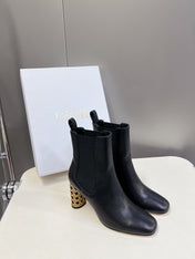 ICON HEELED ANKLE BOOT BLACK CALFSKIN 8 CM