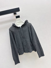 DIOR 25S HOODED KNIT CARDIGAN WITH CUTOUT DESIGN 616