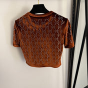 GUCCI 26S SHORT-SLEEVE VELVET TOP WITH RHINESTONES 180