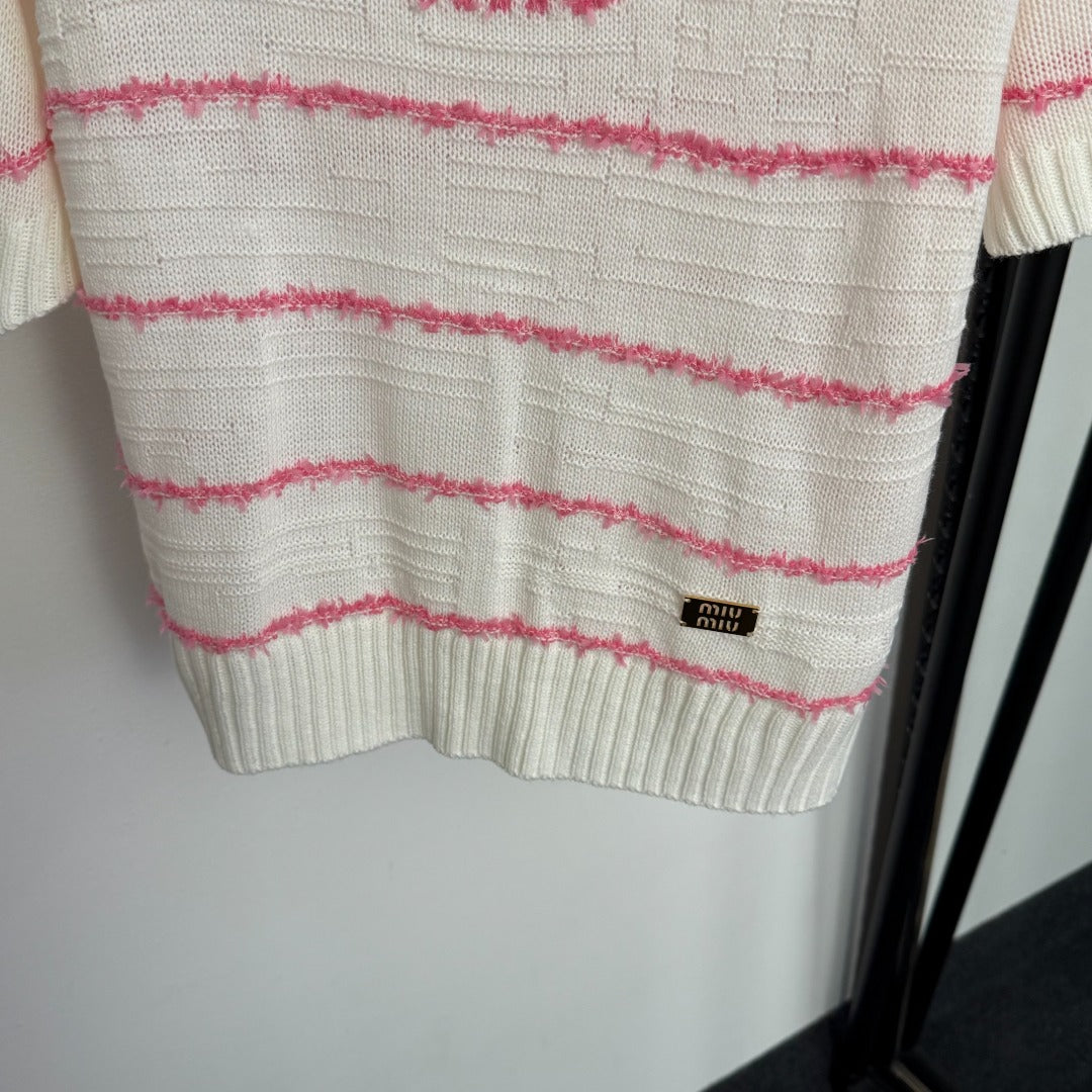 MIUMIU 26S SHORT SLEEVE KNIT TOP 1020