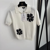 CHANEL 26S SHORT-SLEEVE POLO KNIT TOP 1364