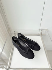 CHANEL 26S BALLET FLATS IN BLACK MESH TOE CAP AND BOW