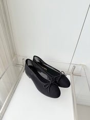 CHANEL 26S BALLET FLATS IN BLACK MESH TOE CAP AND BOW