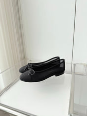 CHANEL 26S BALLET FLATS IN BLACK MESH TOE CAP AND BOW
