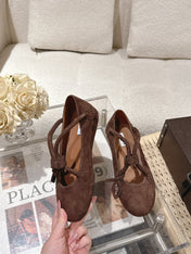 ALAIA 25S BALLET TECKEL IN DARK BROWN SUEDE