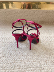 HIGH FLIP FLOPS SANDAL WITH STRAP IN HOT PINK SILK