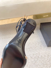 LIZA SANDALS IN BLACK AND NUDE SILK