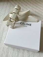 TRIOMPHE BELT 24MM IN WHITE CALFSKIN WITH LEATHER BUCKLE