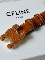 TRIOMPHE BELT 24MM IN BROWN CALFSKIN WITH LEATHER BUCKLE