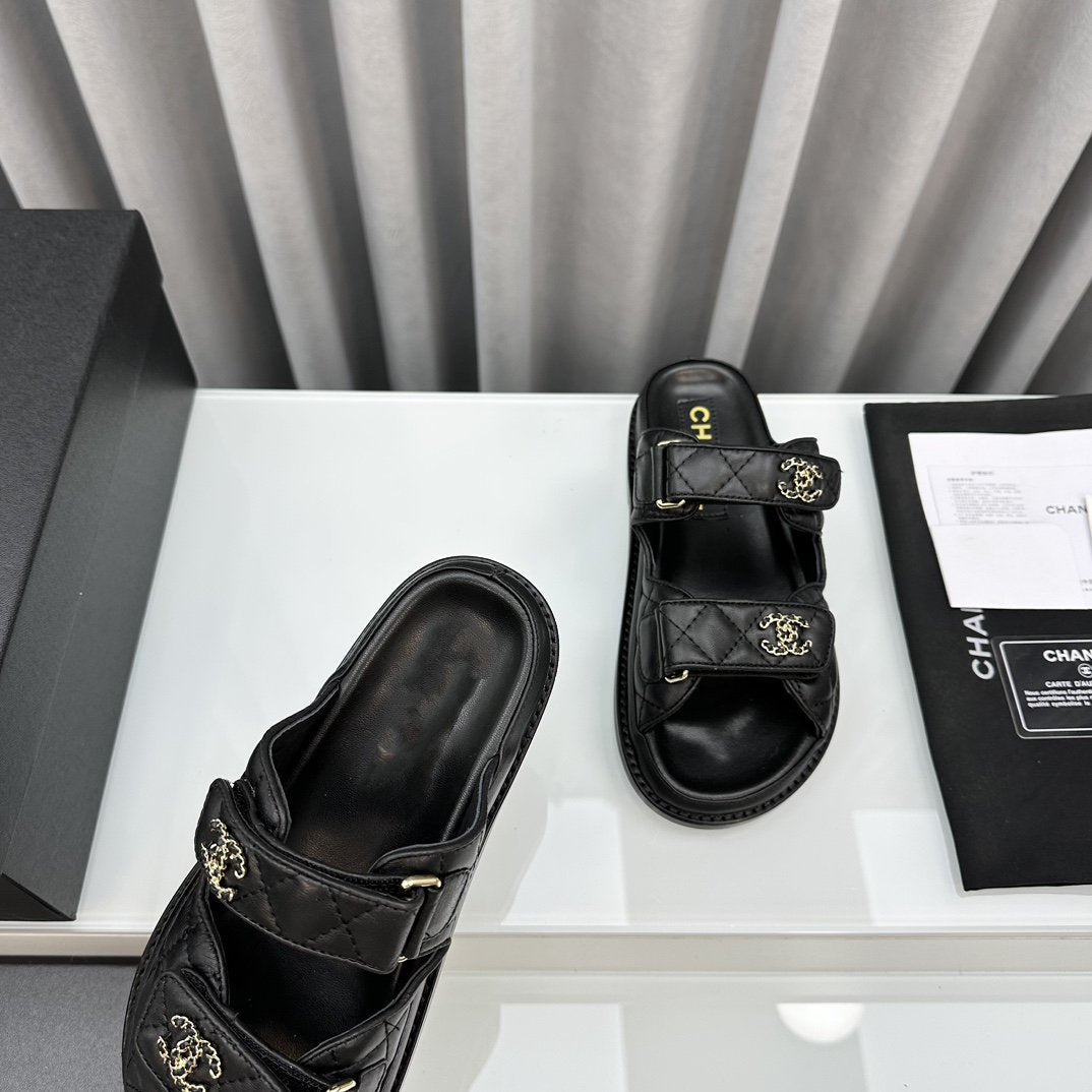 DAD SANDALS BLACK PATENT INTERWOVEN LEATHER CC