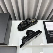 DAD SANDALS BLACK PATENT INTERWOVEN LEATHER CC