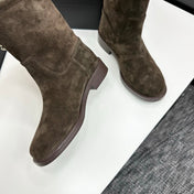 CHANEL 25S SHORT BOOTS IN BROWN SUEDE SILVER HARDWARE