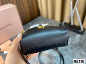 HALF - MOON BAG 18 IN BLACK CALFSKIN