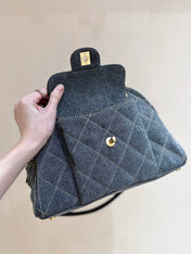 BOWLING BAG 33 IN SANTAS GRAY DENIM GOLD HARDWARE
