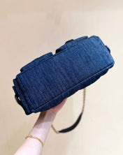 CHANEL 25S MEDIUM HOBO BAG 31 IN DARK BLUE DENIM GOLD HARDWARE