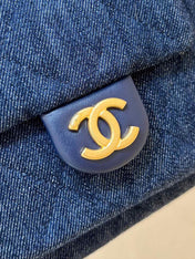 CHANEL 25S MEDIUM HOBO BAG 31 IN DARK BLUE DENIM GOLD HARDWARE