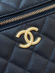 CHANEL 25S VANITY CASE 19 IN BLACK CALFSKIN GOLD HARDWARE