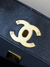 CHANEL 25S LARGE HOBO BAG 36 IN SUEDE COMBINED WITH LAMBSKIN GOLD HARDWARE