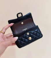 25S CHANEL MINI CF BAG 12 IN BLACK LAMBSKIN HEART MODEL