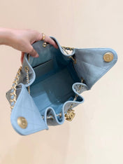 CHANEL 25S HANDBAG IN LIGHT BLUE 30 GRAINED CALFSKIN GOLD HARDWARE