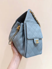 CHANEL 25S HANDBAG IN LIGHT BLUE 30 GRAINED CALFSKIN GOLD HARDWARE