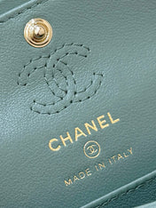 CHANEL 25S FLAP CHARM BAG 13 IN TEAL BLUE LAMBSKIN