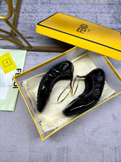 FENDI FILO BALLET IN BLACK LAMBSKIN WITH GOLD HARDWARE