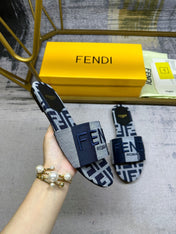 FF 5 Black Blue Grey Canvas Slide